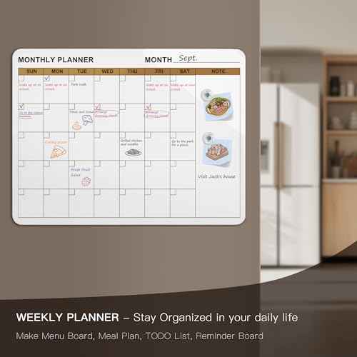 SELEAD Large Magnetic Glass Calendar Whiteboard for Wall - Dry Erase White Board with Markers, Magnets, Eraser - 3¡®x2' Planner Pizarra for Home School Office