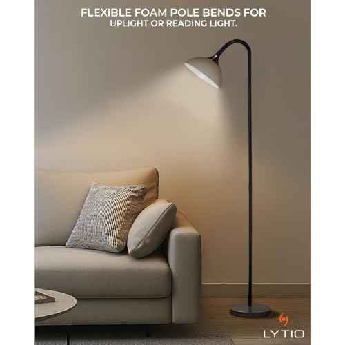 LYTIO Floor Lamps for Living Room, 71-Inch, 150W Incandescent Shade Cup for Warm Light, 3-Way Rotary Switch for Ease of Use, Satin Nickel Base