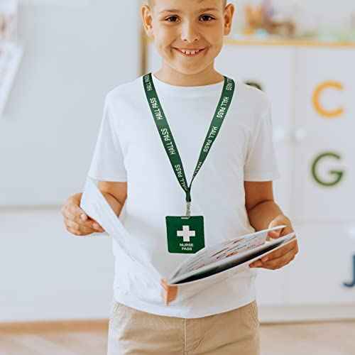 Hall Pass Lanyards with Card Passes, Unbreakable School Classroom Passes Set for Teacher Parents (Hall Bathroom Library Office & Nurse),5 Pcs (Nurse)