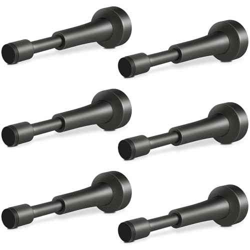 6PCS Spring Door Stoppers for Wall - 4.33 Inch Door Stop for Bottom of Door, Aluminum Doorstops with Silicone Tip, Screw & Adhesive Installation, Gray