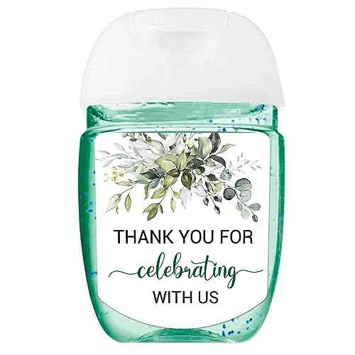 36 Hand Sanitizer Labels Thank You Wedding Favor Stickers, Labels for Weddings, Bridal Showers, Birthdays, Parties, Baby Showers. Not Contain Hand Sanitizer.