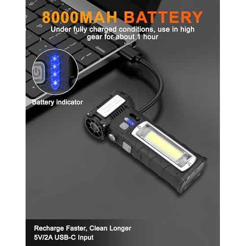 Compressed Air Duster, 2 Gear Adjustable 110000RPM Electric Air Duster with LED Light, 8000mAh Rechargeable Battery, Powerful Dusters for Cleaning Keyboard, Computer, Car, Outdoor, Air Bed