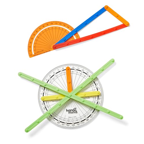 hand2mind AngLegs Starter Set with 2 Protractors - Math Geometry Manipulatives