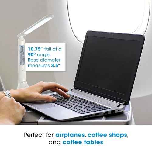 OttLite ClearSun LED Travel Task Lamp - Cordless, Digital Display & Touch Activated Controls - Desk Lamp with Rechargeable Battery - Travel-Friendly & Portable Reading Lamp