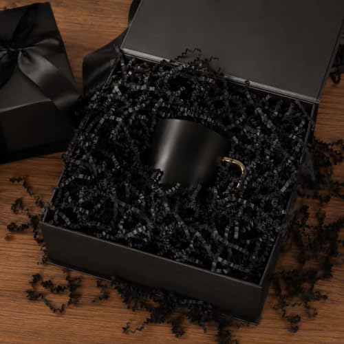 8 oz black Crinkle Cut Paper Shred Filler for Gift Boxes, Basket