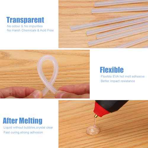 Hot Glue Sticks, Mini Size, 6" Long x .27" Diameter, 50 Count, Clear, for Kids Adults DIY Art Craft Gluing Repairing Sealing Festival Home Decoration