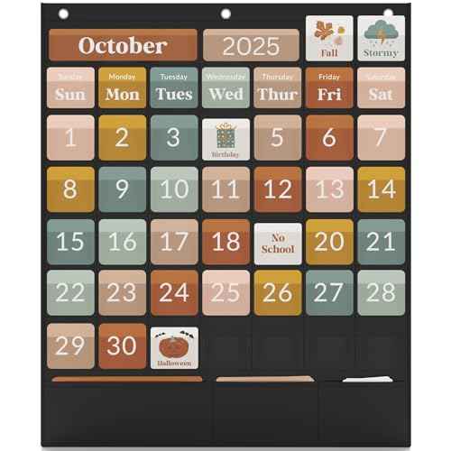 The Ultimate Classroom Calendar Pocket Chart for Kids - Beautiful Calendar with Educational Cards for Easy Learning - Fun Boho Classroom/Teacher Must Have Supplies That Fits Nicely w/Any School Decor