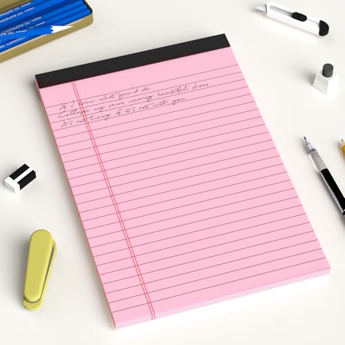 Multicolor 5 Pack 5x8 Legal Notepads - College Ruled, Perforated, Thick Paper
