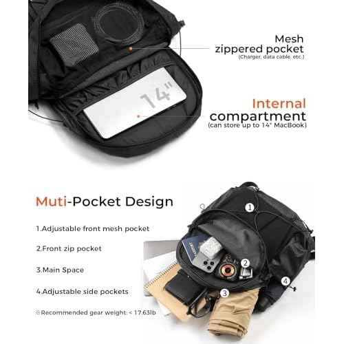 Lightweight Backpack, 14 Inch Casual Laptop Backpack for Men and Women Waterproof DayPack Bag Small Everyday Carry Bag for Travel, Work (Black)