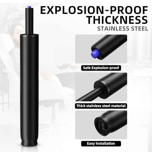 Sytopia Office Chair Cylinder Replacement, Heavy Duty Pneumatic Gas Lift, Desk and Gaming Chairs, Universal Fit, 14.6 to 22.2 Inch