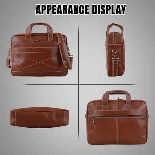 16" Leather Laptop Bag for Men and Women - Meeting Bag / Briefcase