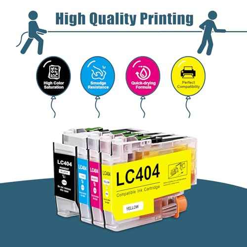 Compatible LC404 Ink Cartridge BK/C/M/Y Replacement for Brother LC404 Ink Cartridges Combo Pack for Brother MFC-J1205W MFC-J1215W Printers, 4-Color LC404