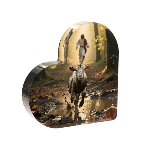 3.9 Inch Christian Jesus & Lamb Paperweight Decor - Faith-Inspired Gift for Women Men Pastor