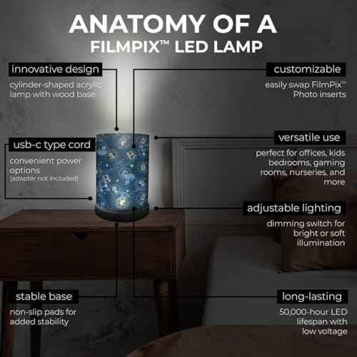 FilmPix Light Display ? Dimmable LED Lamp & Nightlight for Home & Office D?cor ? USB-C Compatible ? Easily Insert & Remove FilmPix¢â Photo Inserts (SOLD SEPARATELY) for a Personalized Light Experience
