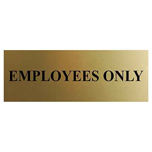 All Quality Basic Employees Only Wall or Door Sign - Easy Installation | Staff Only Signage? - Brushed Gold - Medium (5 Pack)