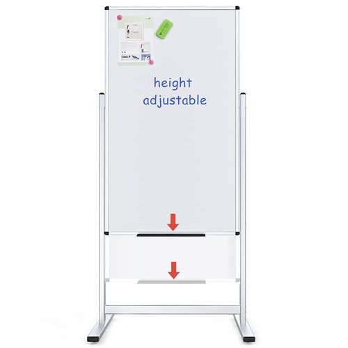 VIZ-PRO Double-Sided Magnetic Stand Whiteboard 48 X 24 Inches, Aluminium Frame & Stand, with 12-Count Markers
