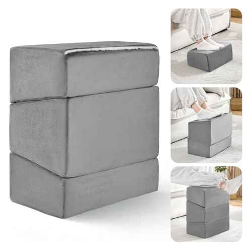 Foot Rest for Under Desk at Work, Adjustable Footrest for Office Chair & Gaming Chair,Ergonomic Footrest Pillow Desk Foot Stool with Washable Cover for Home, Airplane, Travel (Gray)