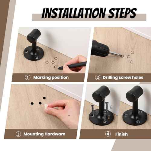 2 Pack Heavy Duty Floor Mount Door Stop, 3 Inches Brass Commercial Grade Solid Brass Door Stop Accessories with Rubber Bumper and Stainless Steel Screws, Black