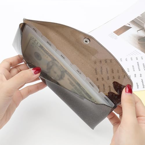 NatSumeBasics Black 6-Tab Cash Envelope Wallet for Budgeting & Organization