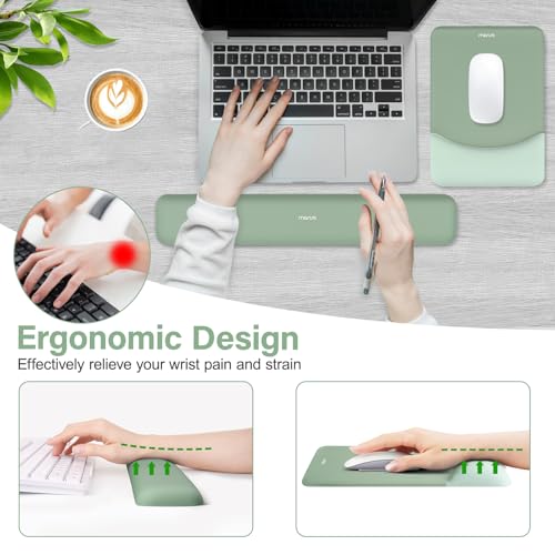 MOSISO Antique Green Keyboard & Large Gaming Mouse Pad Set with Wrist Rests