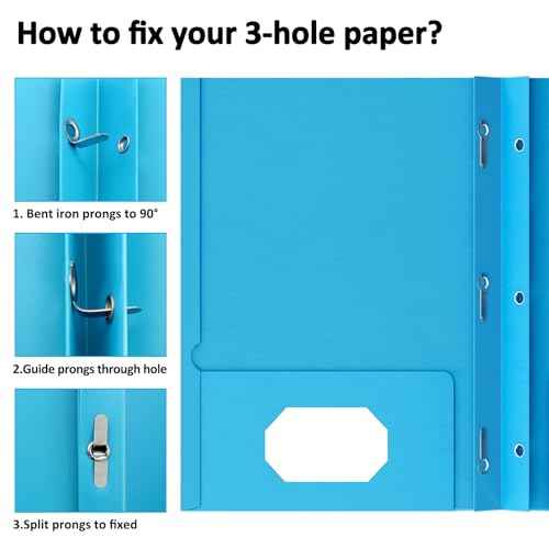 2 Pocket Folders with Prongs, 5 Pack Paper Folders with Pockets and Prongs, File Folders with Fasteners, Heavy Duty Two Pocket 3 Prong Folders for Office School Letter Size, 5 Bright Color