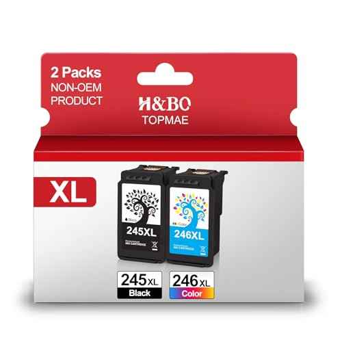 H&BO TOPMAE Remanufactured Ink Cartridges Replacement for Canon PG-245XL CL-246XL PG-243 CL-244 for PIXMA TS3320 TR4527 TR4500 MG2522 TR4520 MG2525 TS3322 MX490 Printer (1 Black+1 Color)