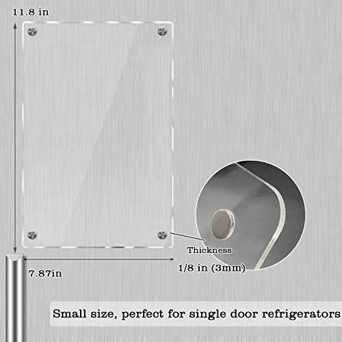 8"x12" Acrylic Magnetic Dry Erase Board for Fridge, Clear Acrylic Magnet Calendar for Refrigerator,Includes 6 Dry Erase Markers(Clear Blank)