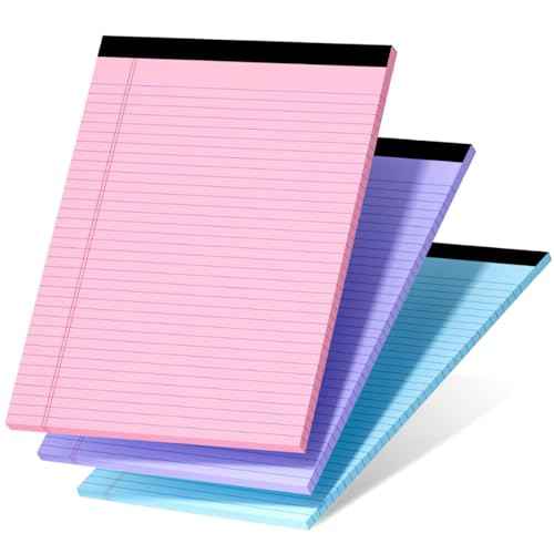 3 Pcs Legal Pads 8.5 x 11 Colored Note Pads 8.5 x 11 Notepad Total 75 Sheets, Micro Perforated Writing Pads Lined Paper College Ruled Pad of Paper Notebook To-Do List for School & Office Supplies