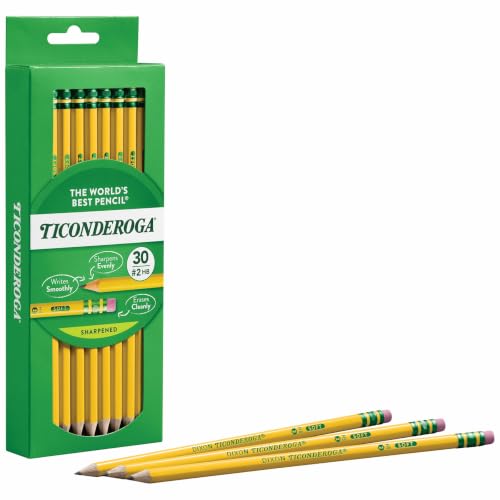Ticonderoga Pre-Sharpened Wood-Cased #2 Pencils with Eraser - Pack of 12