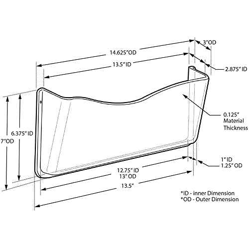 Azar Displays 250045 Clear Plastic Wall Mount File Holder with Magnets, Legal(Magnetic), 4-Pack