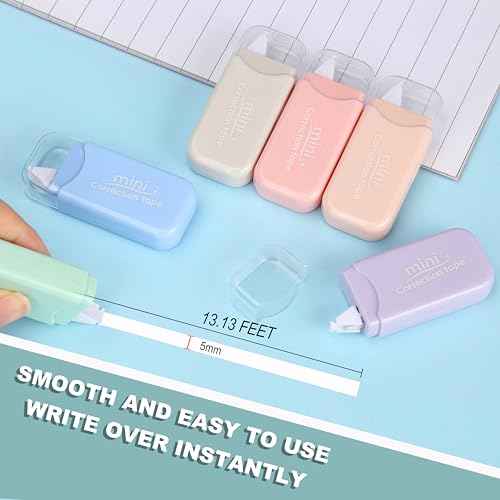 White Correction Tape, 6 Pack, 13.13 Feet Mini Correction Tape, Writing supplies and correction supplies for School And Office. (Milkshake)