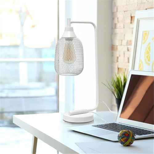 Elegant Designs LD1060-WHT Mesh Wire Table Desk Lamp, Matte White