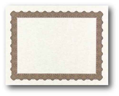 Metallic Border Parchment Certificate Paper - 250 Certificates - 8 1/2" x 11" - Premium Printable Blank Certificates (Gold)