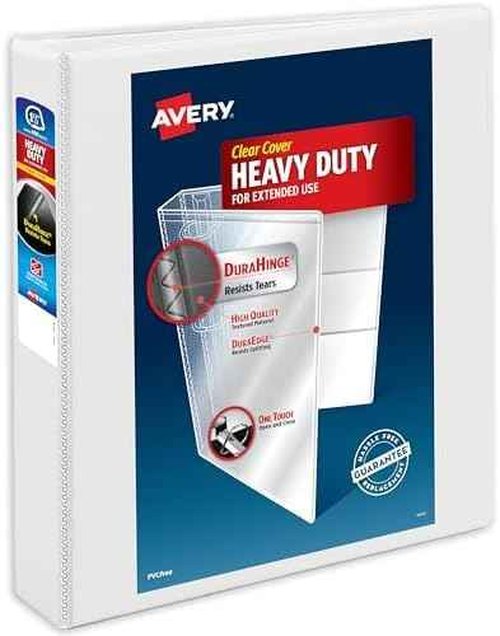 AVERY Heavy-Duty 3 Ring Binder 1.5 Inch White | DuraHinge | 375-Sheet Capacity | One Touch Slant Rings | Pack of 12
