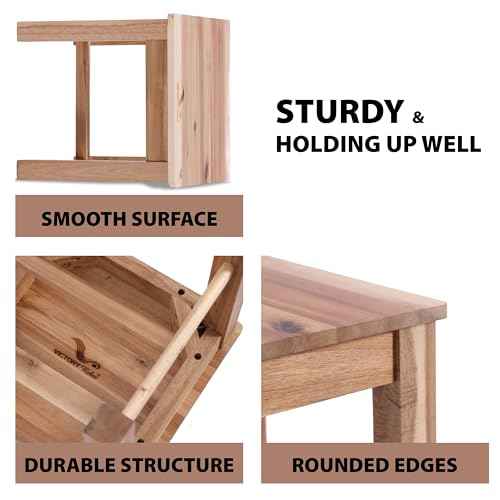 12 Inch Wooden Step Stool, Small Nature Beach Chair Under Desk, Indoor Acacia Wood Short Footstool for Living Room, Kitchen, Bathroom