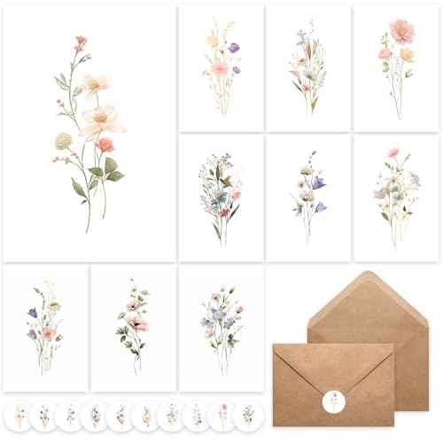 100 PACK Blank Cards with Envelopes, Blank Greeting Cards 4x6, Beautiful Blank Greeting Cards, Elegant Floral Note Cards with Peel-and-Seal Envelopes, Empty Stationary Set For All Occasions