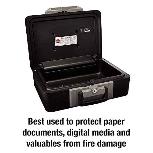 SentrySafe Fireproof Safe Box with Key Lock, Chest Safe with Carrying Handle to Secure Money, Jewelry, Documents, 0.25 Cubic Feet, 6.3 x 15.3 x 12.1 Inches, 1160