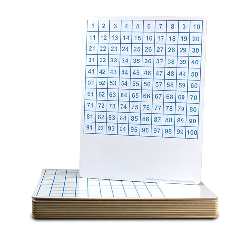 Flipside Products 9" x 12" Two Sided Dry Erase Board Hundreds Grid, Learn to Count, Counting Aid, Number Chart, Classroom and Home, Pack of 12