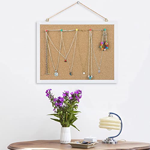 FEBSNOW White Border Cork Bulletin Board 15.7x12 Inch Wall Display with Frame
