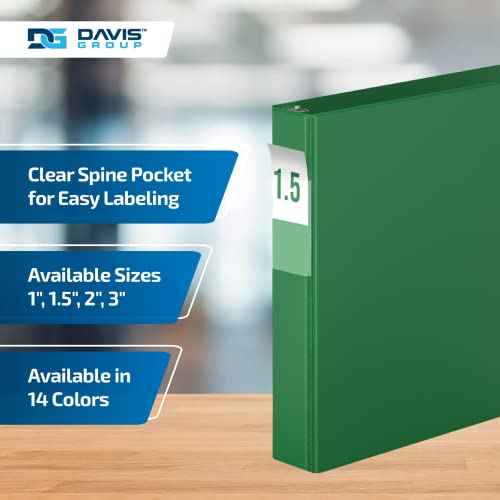 Premium Economy 6-Pack 3-Ring Binders for School or Office, D-Ring Binders, 1.5 Inch, Green