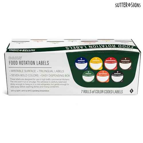 Day Dots Food Labels | 1" Date Dot Stickers for Food Containers, 7000 Labels with Dispenser Box