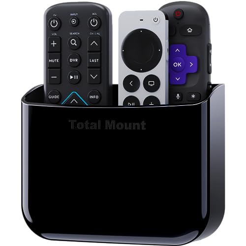 TotalMount Hole-Free Remote Holder ? Eliminates Need to Drill Holes in Your Wall (for 2 or 3 Remote Controls ? Black ? Quantity 1)