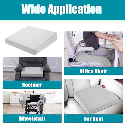 HOMBYS Wedge Recliner Seat Cushion for Long Sitting Chair, Cushion for Elderly Esay to Get Up,5" Thick 20"x20" Large Pressure Relief Seat Cushion for Recliner, Office, Car, Velvet & Foam,Light Grey
