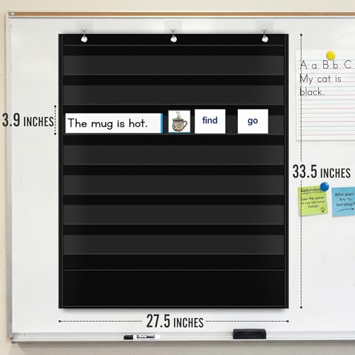 Black 7+1 Pocket Classroom Chart for Learning & Organization - Teacher Supplies