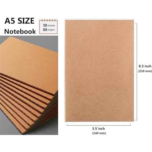 48 Pack A5 Blank Notebook Bulk Kraft Cover Blank Sketch Book Pad Travel Journals Composition Diary Subject Notebooks Planner 60 Pages, 8.3¡±x 5.5¡±