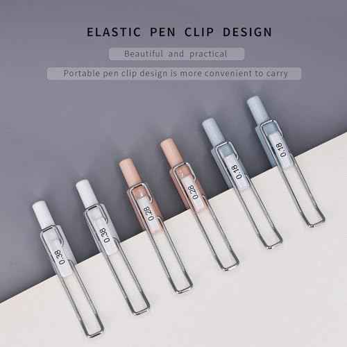 6pcs Gel Pen set, Black Ink Pens 0.18mm /0.28mm / 0.38mm Ultra Fine point Smooth Writing Pens with Silicone Grip, Retractable Cute Pens for Journaling NoteTaking sketching drawing stationery