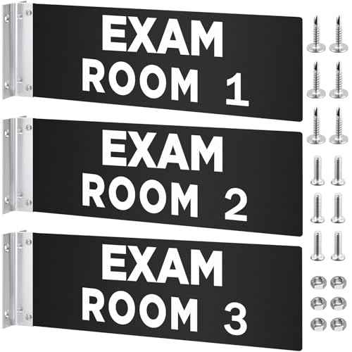 Zonon 4 x 12 Inch Exam Room Sign Numbers 1-3 Double Sided Hallway Signs Identification Number Flags for Exam Rooms Offices Educational Institution Directional Assistance Test Center