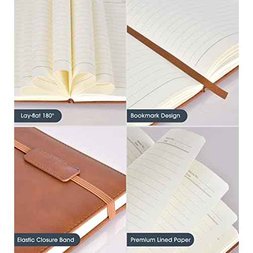 Lined Journal Notebook for Women Men,256 Pages A5 Hardcover Leather Journals for Writing,Travel,Business,Work & School,College Ruled Notebooks for Note Taking,Diary Notepad 5.7"¡¿8.3"(Brown)