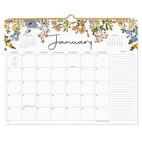 2026 Calendar, Cabbrix Wall Calendar 2026, 12 Months Calendar Runs From January 2026 - December 2026, 15" x 12", Twin-Wire Binding, Hanging Hook, Floral Design