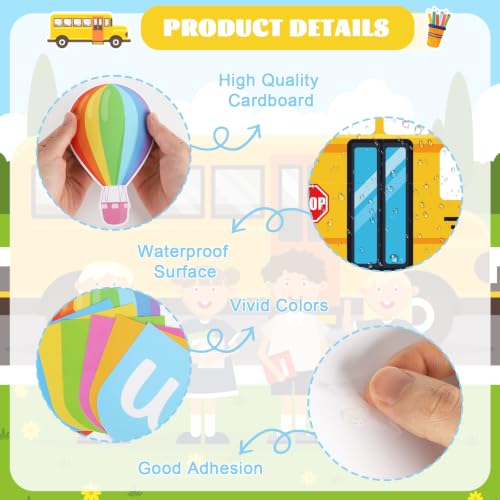 Yellow 66pcs Welcome Back to School Bulletin Board Decorations Set School Bus DIY Classroom Wall Decor PAIVSUN